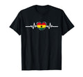Ghana Flag Heartbeat Ghanaian Roots T-Shirt - Unique Graphic for Adults