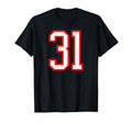 White Red Sports Team Number 31 T-Shirt - Unique Graphic Men Women