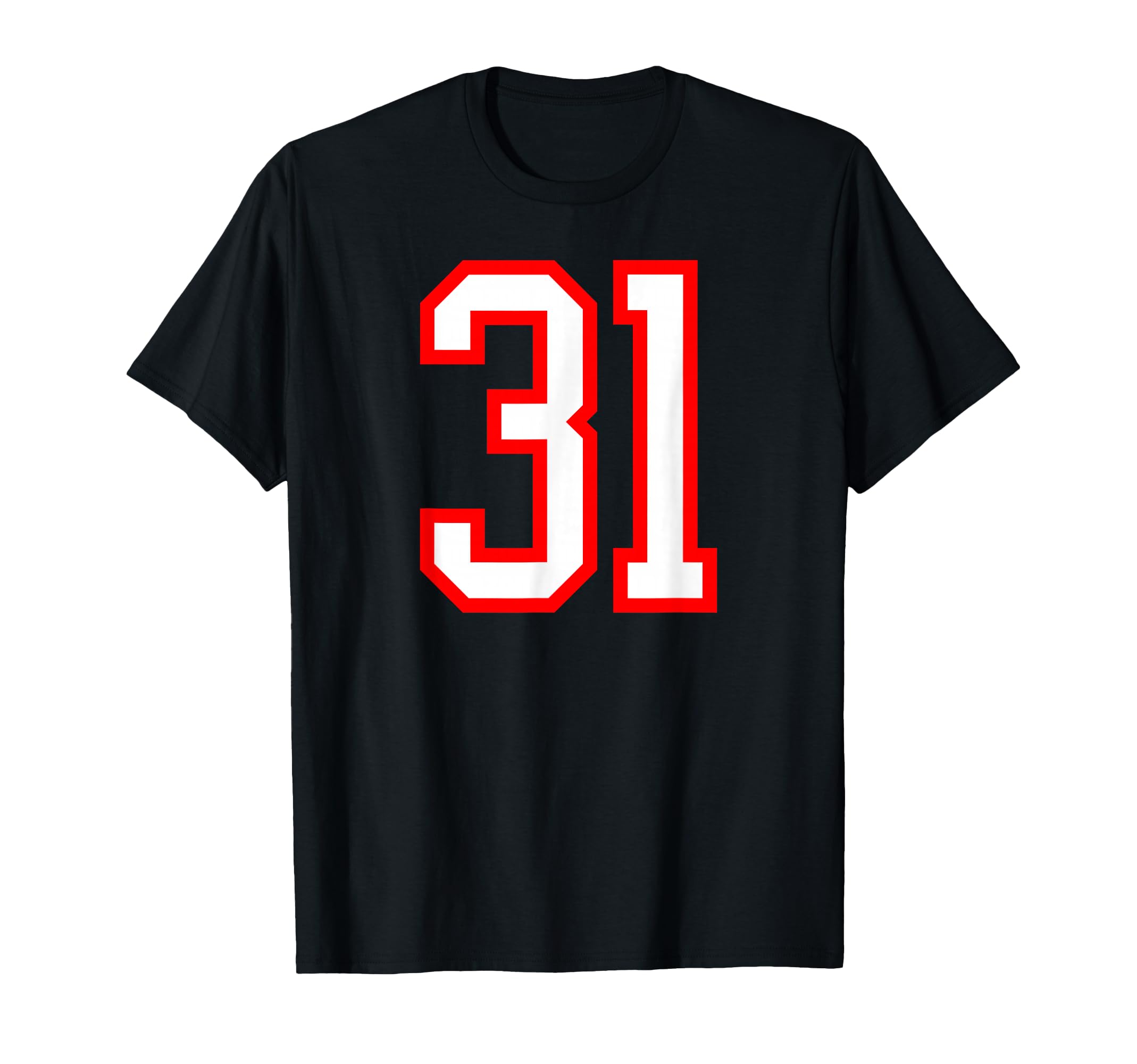 White Red Sports Team Number 31 T-Shirt - Unique Graphic Men Women