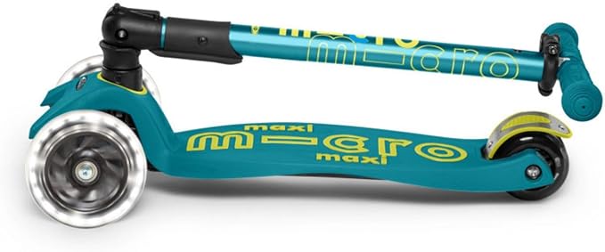 Micro Kickboard - Maxi Deluxe Foldable LED - Three Wheeled, Lean-to-Steer, Fold-to-Carry Swiss-Designed Micro Scooter for Kids with Motion-Activated Light-Up Wheels for Ages 5-12