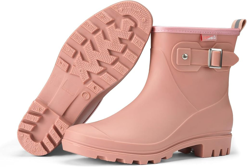 HISEA Women's Ankle Rain Boots Waterproof, Fashion Short Garden Shoes Anti-slip for Women with Comfortable Insole