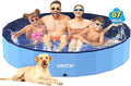 VISTOP Jumbo Foldable Dog Pool, Hard Plastic Shell Portable Swimming Pool for Dogs Cats and Kids Pet Puppy Bathing Tub Collapsible Kiddie Pool (87inch.D x 15.7inch.H, Blue)