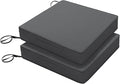 Favoyard Patio Chair Cushions 19 x 19 x 3 Inch Waterproof Outdoor Seat Cushions for Patio Furniture 3-Year Color Fastness Garden Sofa Couch Pads with Handle & Adjustable Straps Set of 2, Dark Grey