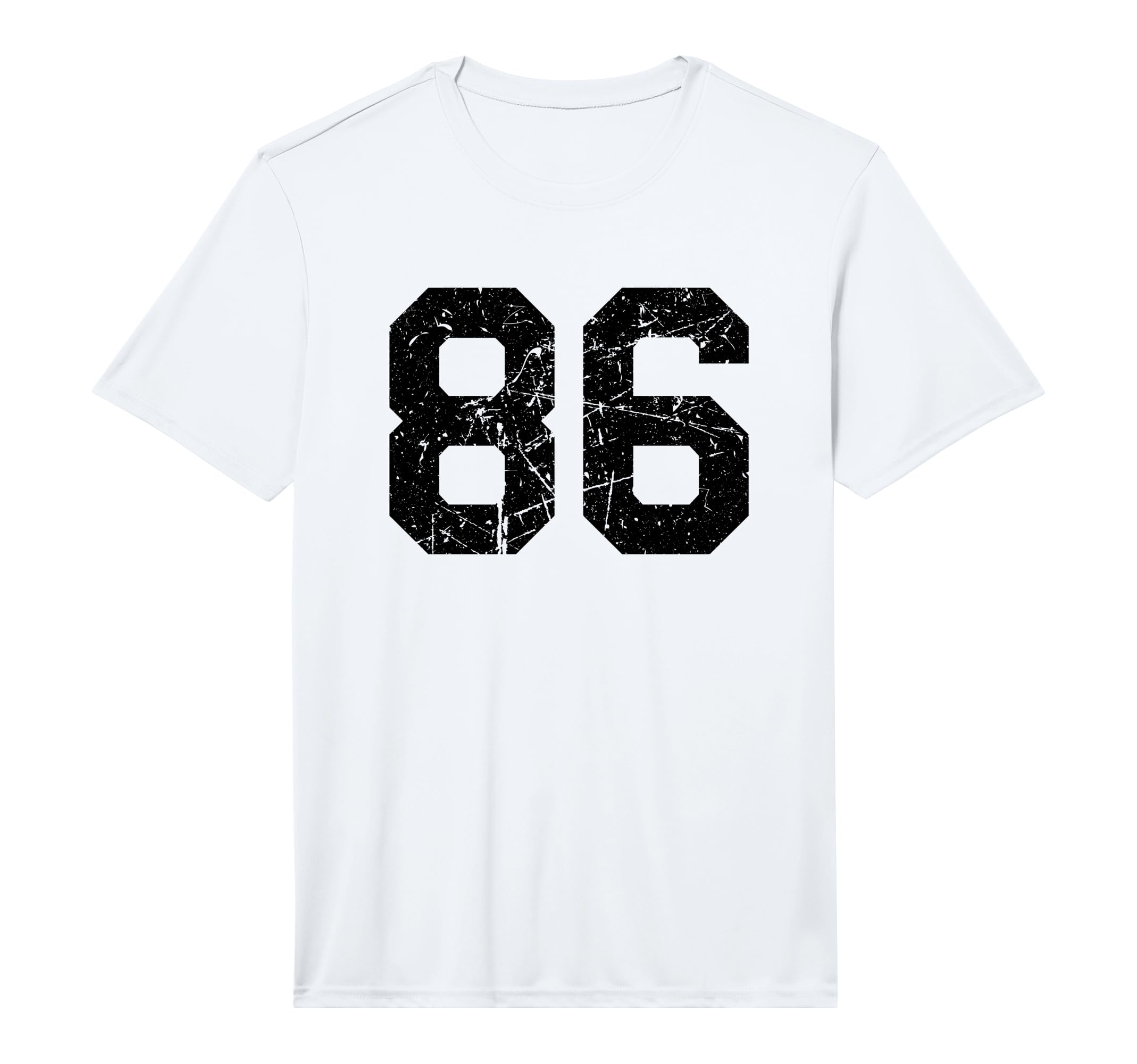 Number 86 Sport Black Distressed T-Shirt - Fun Novelty Design for Adults