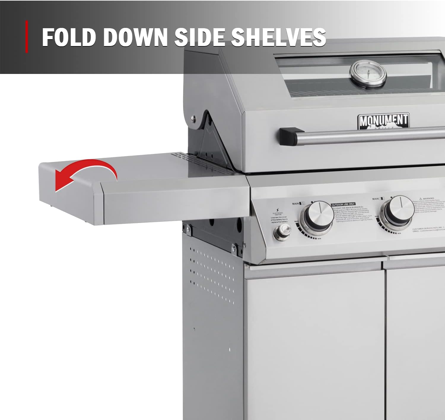 Monument Grills Larger 3-Burner Propane Gas Grills barbeque Stainless Steel Heavy-Duty Cabinet Style with Knob Controls, Outdoor Use, Mesa 300