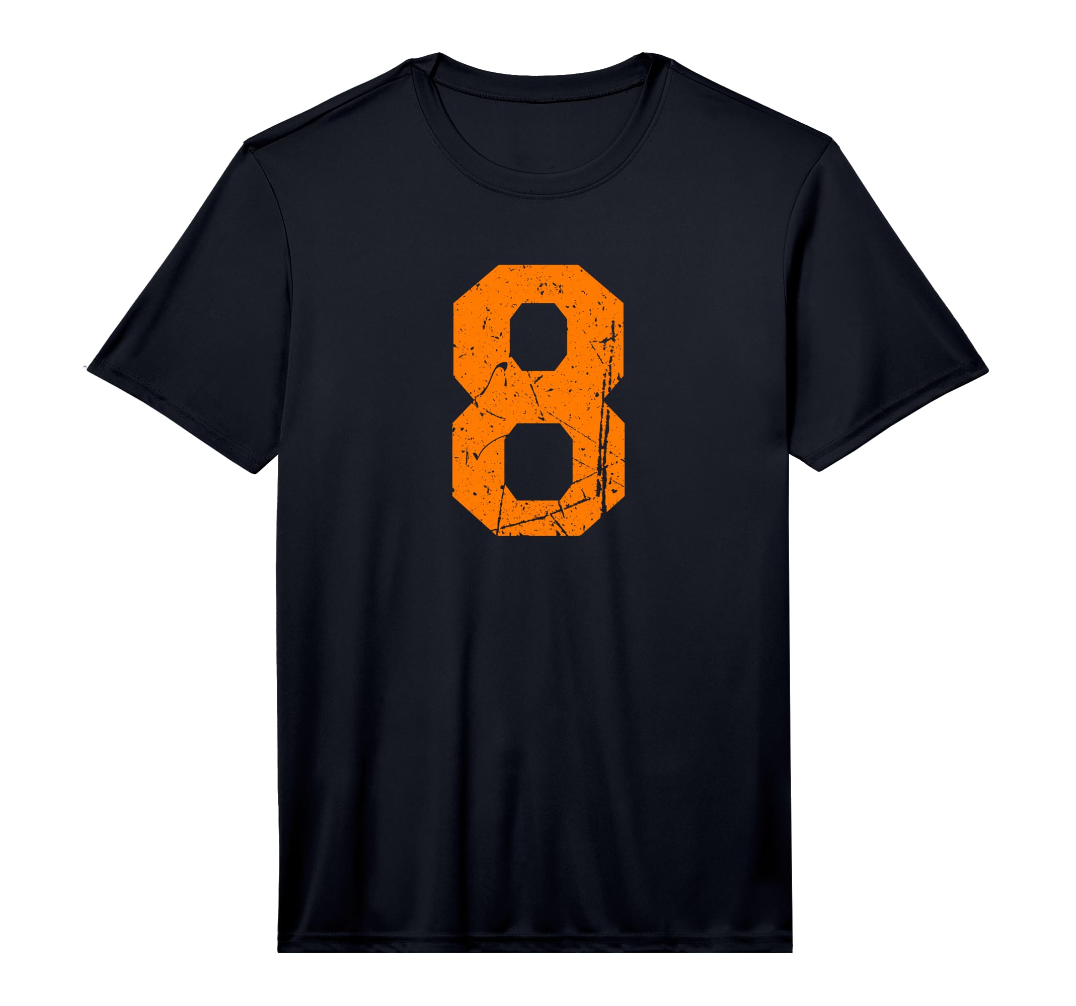 Number 8 Orange Distressed Sport Number T-Shirt - Aesthetic Graphic Unisex