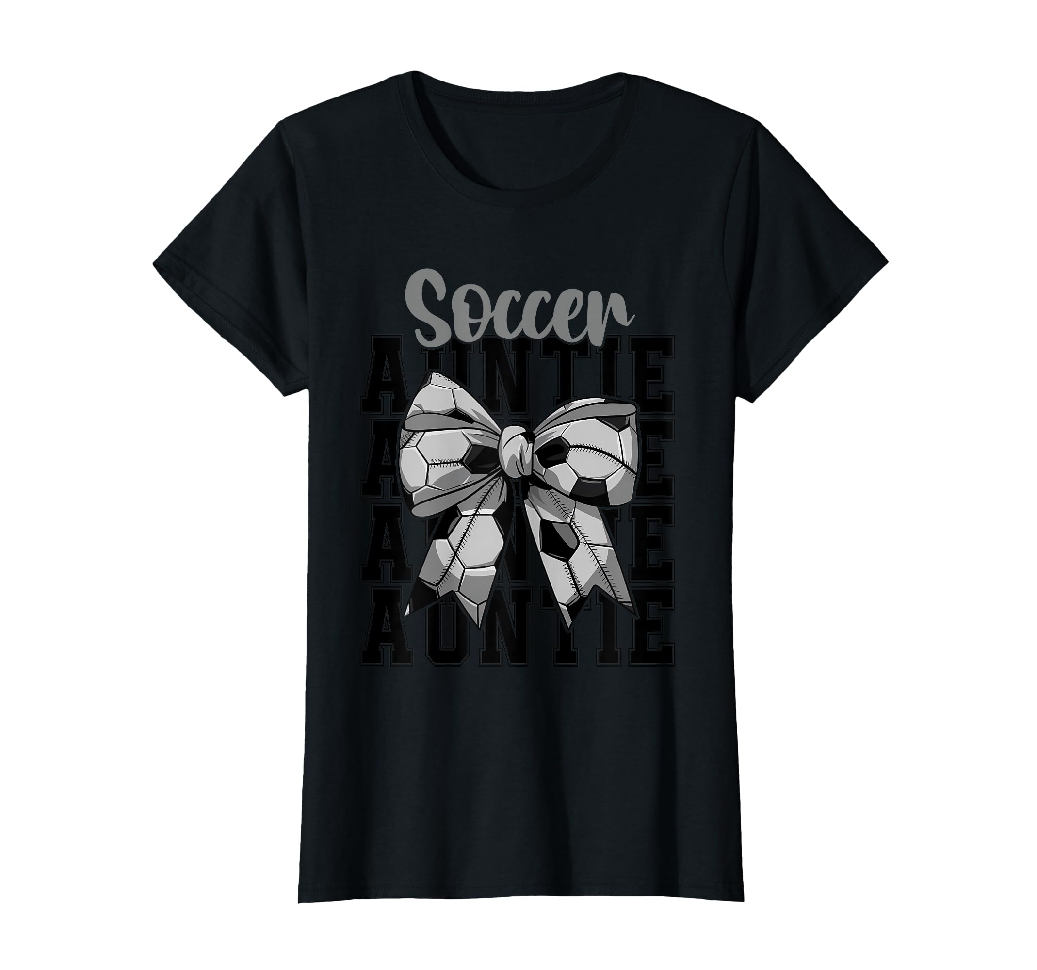 Soccer Auntie Coquette Bow Biggest Fan T-Shirt - Graphic Print for Adults