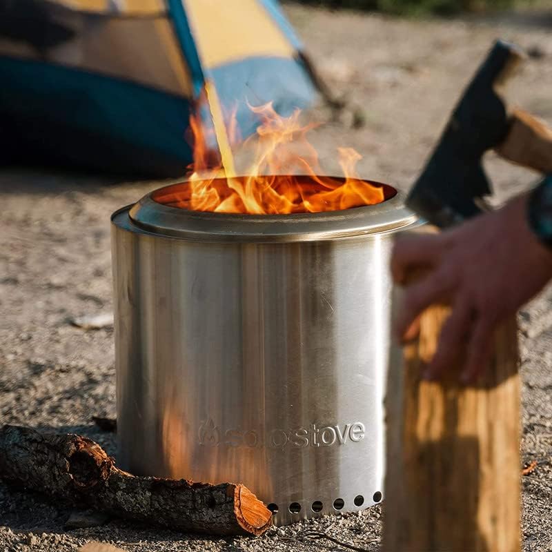 Solo Stove Ranger with Stand Fire Pit Kit - Portable 15 inch Wood Burning Low Smoke Portable Firepit | Perfect for Tailgating RV | Made from Durable Stainless Steel