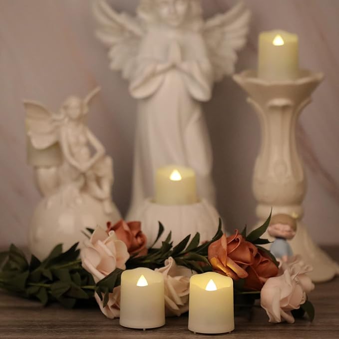 6 PCS 1.8”H Rechargeable Flameless Votive Candles with Remote and Charging Cable, Battery Operated Flickering LED Tealight Candles, Durable & Sturdy Tea Light, Ideal for Pumpkin/Bar/Party Decor