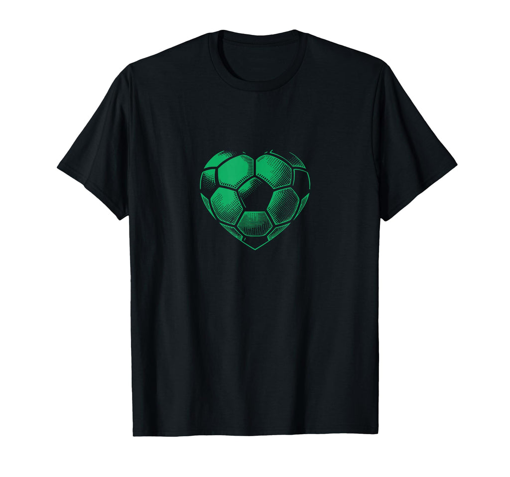 Soccer Ball Green Color Heart Mom T-Shirt - Streetwear Style for Adults
