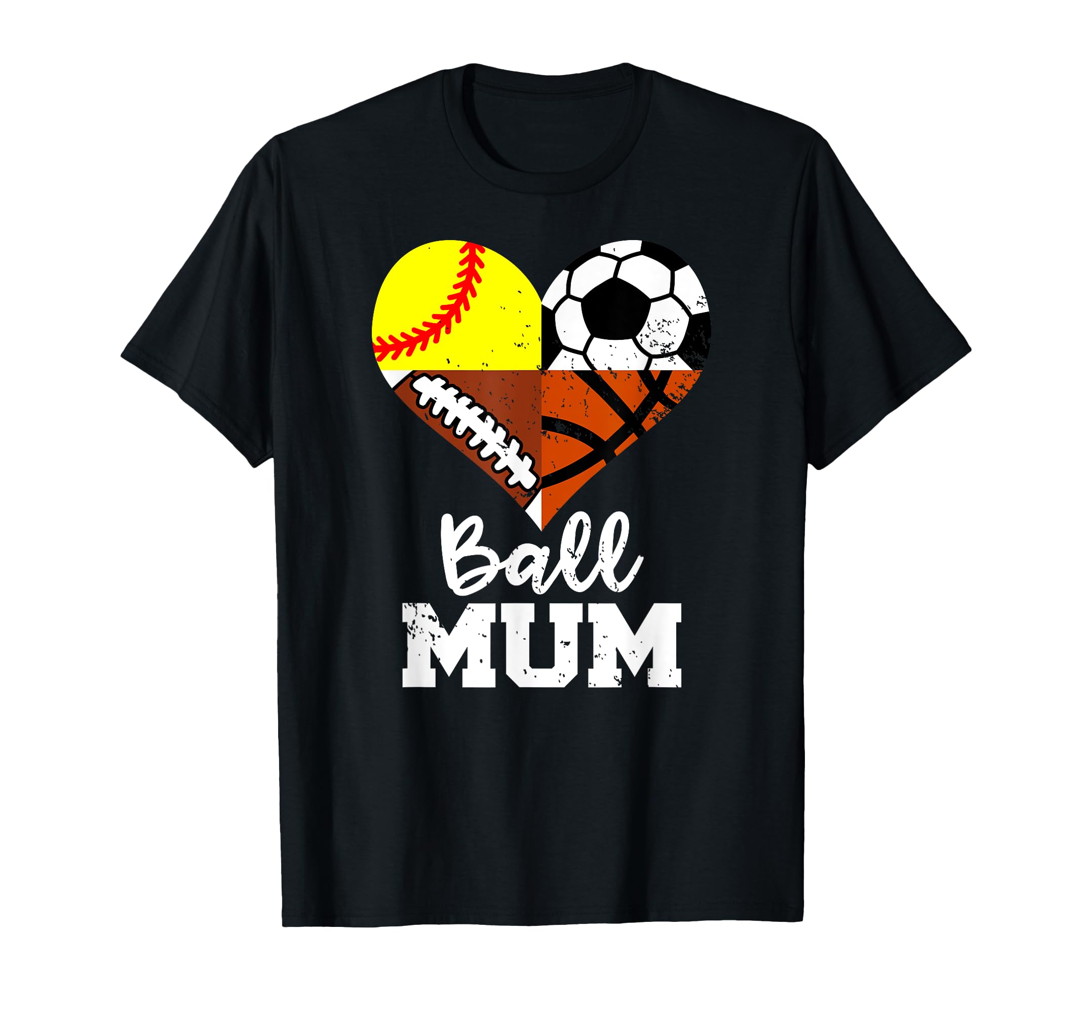Ball Mum Funny Soccer Football Softball T-Shirt - Graphic Print for Adults