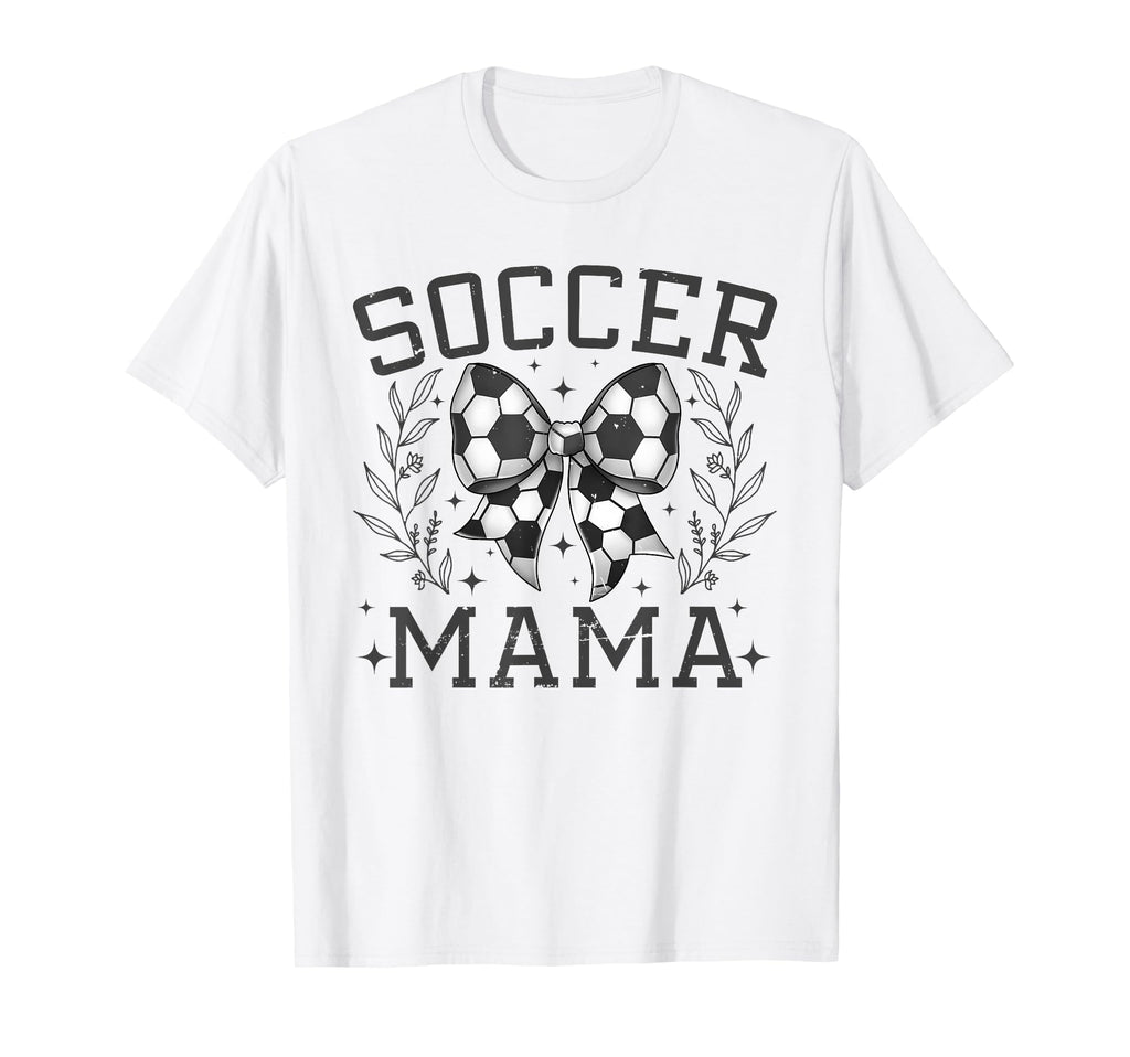 Coquette Bow Soccer Mama Game Day T-Shirt - Graphic Print for Adults