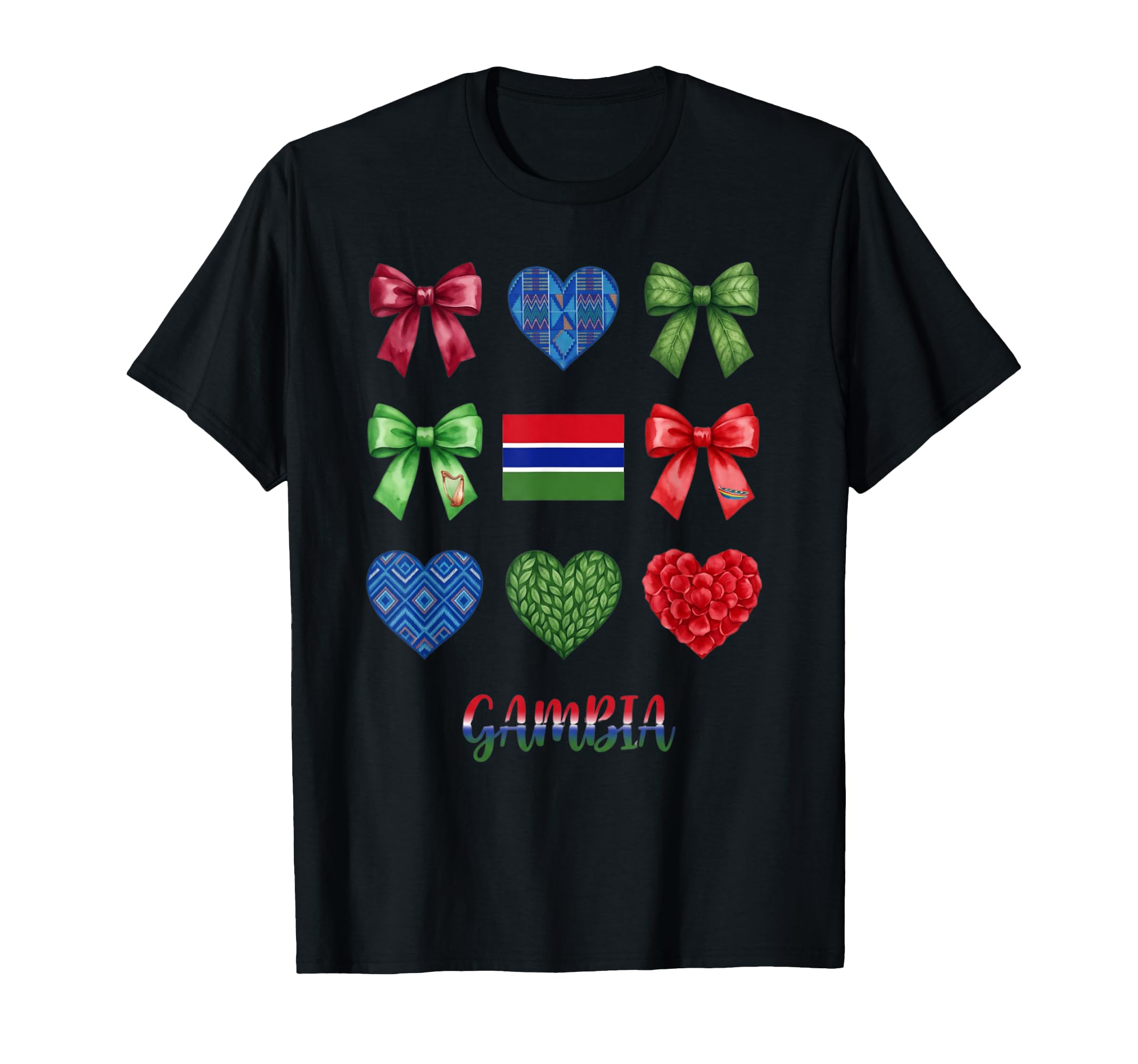 Gambia Flag Soccer Lovers Coquette T-Shirt - Casual Everyday Wear Men Women
