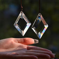 2PCS Clear Rhombus Crystal Sun Catcher Prisms, STINO Hanging Suncatchers with Glass Prism, Rainbow Maker for Windows, Balcony, Kitchen, Garden Decoration (1, Rhombus Clear 2Pcs)