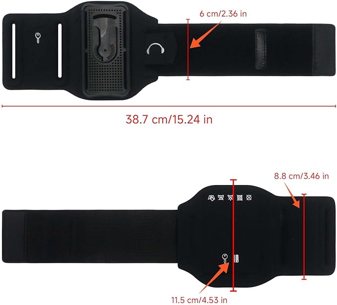 Wristband Phone Holder for Running, 360°Rotation & Detachable Sports Armband with Key Holder for iPhone 16/15/14/13/12/Pro/Pro Max/XS/XR/X/8/7/6/Plus, Fits 4.5-7 Inch Smartphones (Orange)