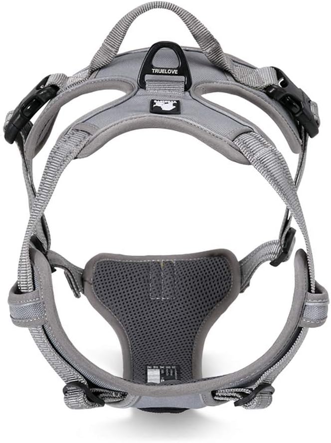 TRUE LOVE Adjustable No-Pull Dog Harness Reflective Pup Vest Harnesses Comfortable Control Brilliant Colors Truelove TLH5651(Gray,L)