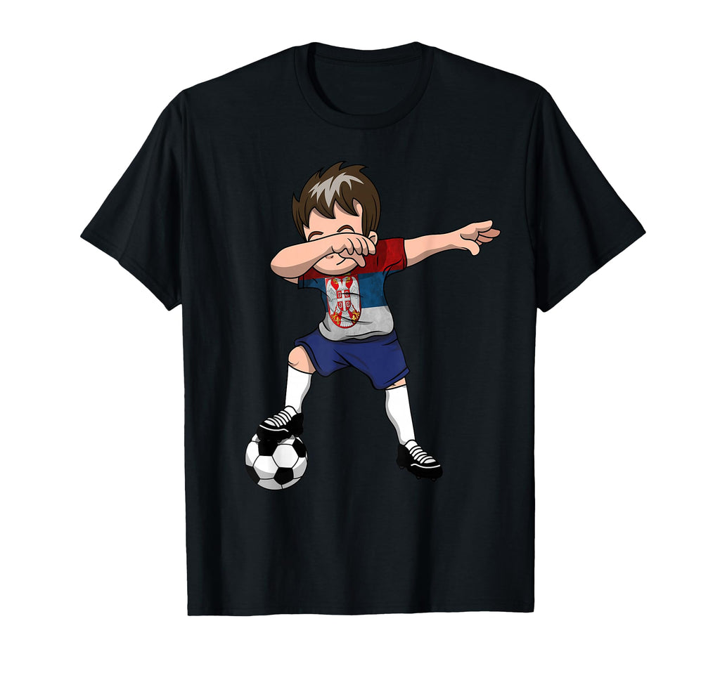 Dabbing Soccer Serbia Serbian T-Shirt - Novelty Apparel for Adults