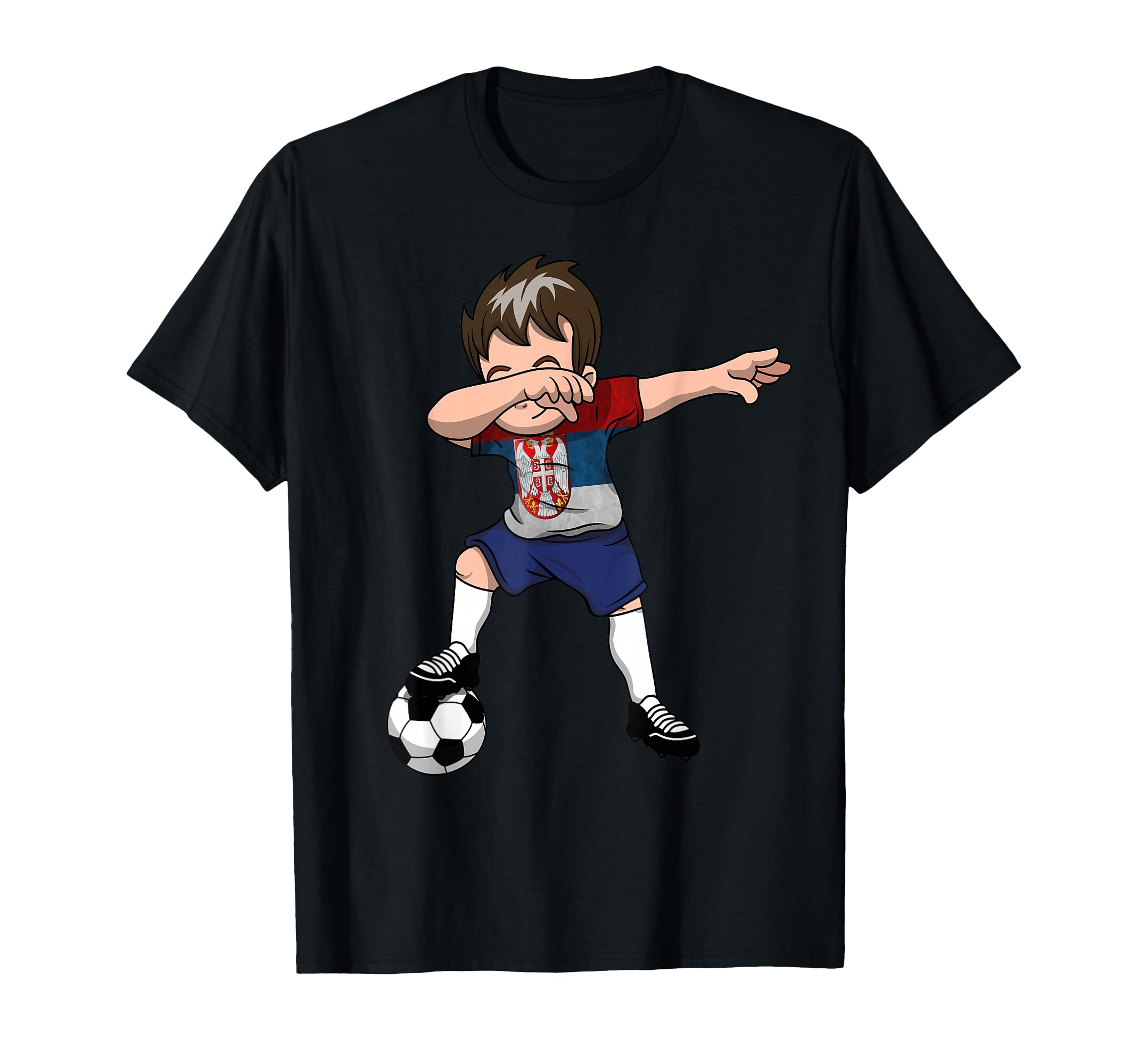 Dabbing Soccer Serbia Serbian T-Shirt - Novelty Apparel for Adults