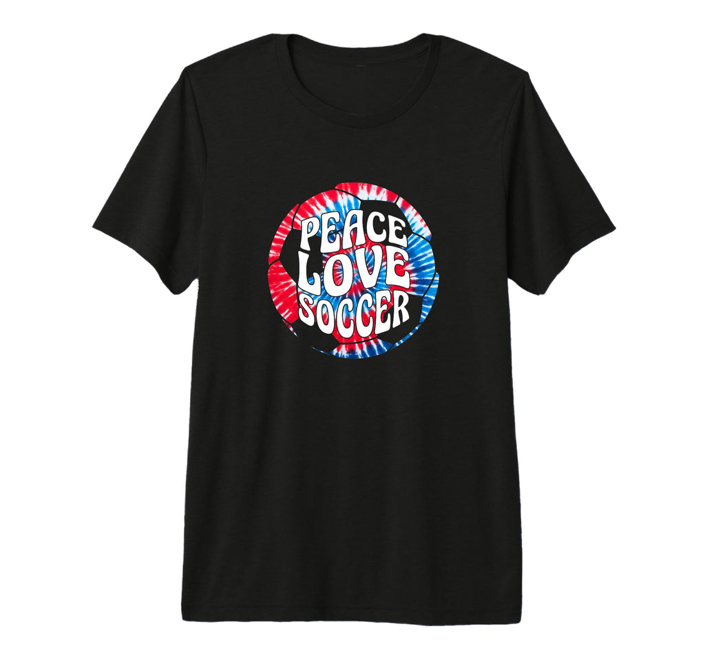 Peace Love Soccer Tie Dye Hippie Tri Blend T-Shirt - Unique Graphic Unisex