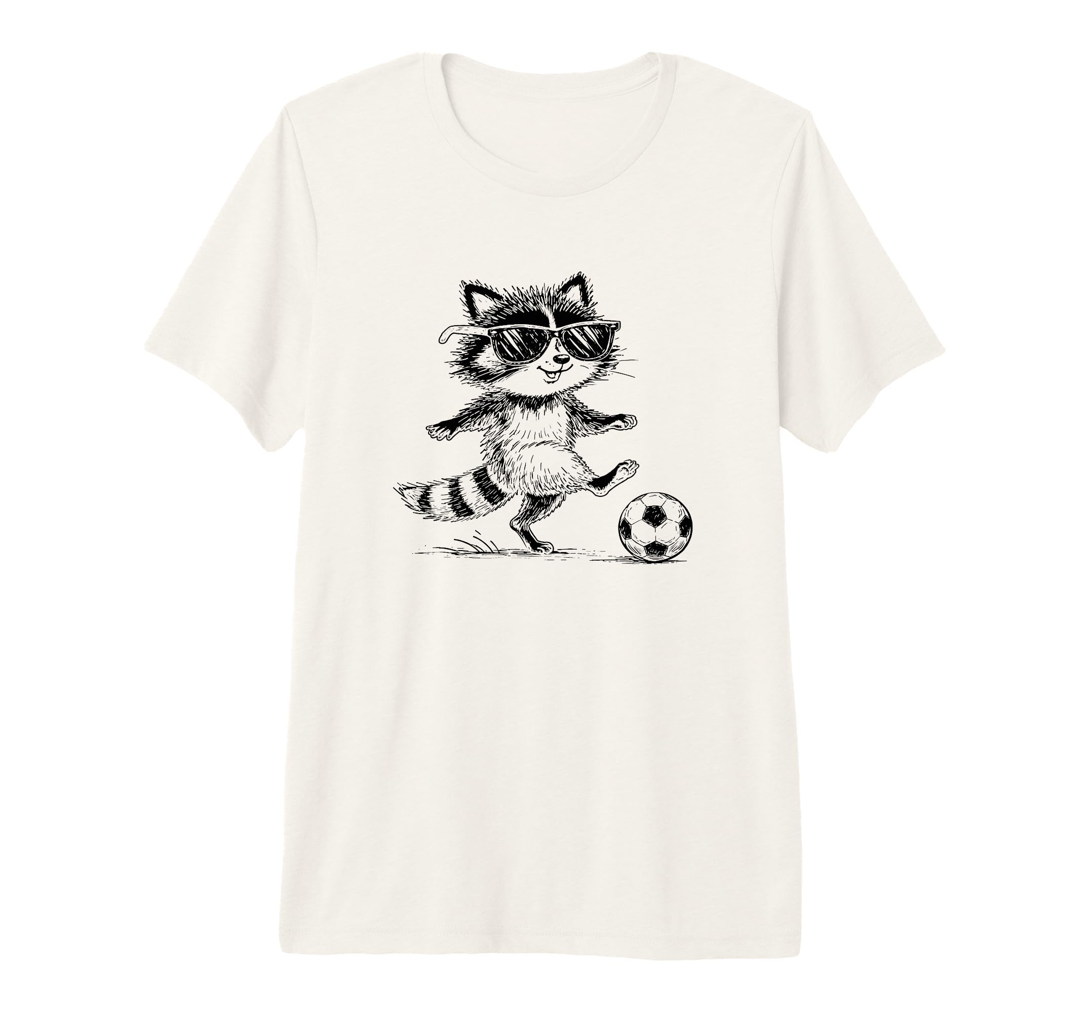 Funny Soccer Raccoon Sunglasses Tri T-Shirt - Unique Graphic Men Women