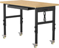 48" Adjustable Workbench,Heavy-Duty Work Table,3000 LBS Load Capacity Particleboard Hardwood Workstation Outlets with Power Strips, Drawers and Wheels,for Workshop, Garage
