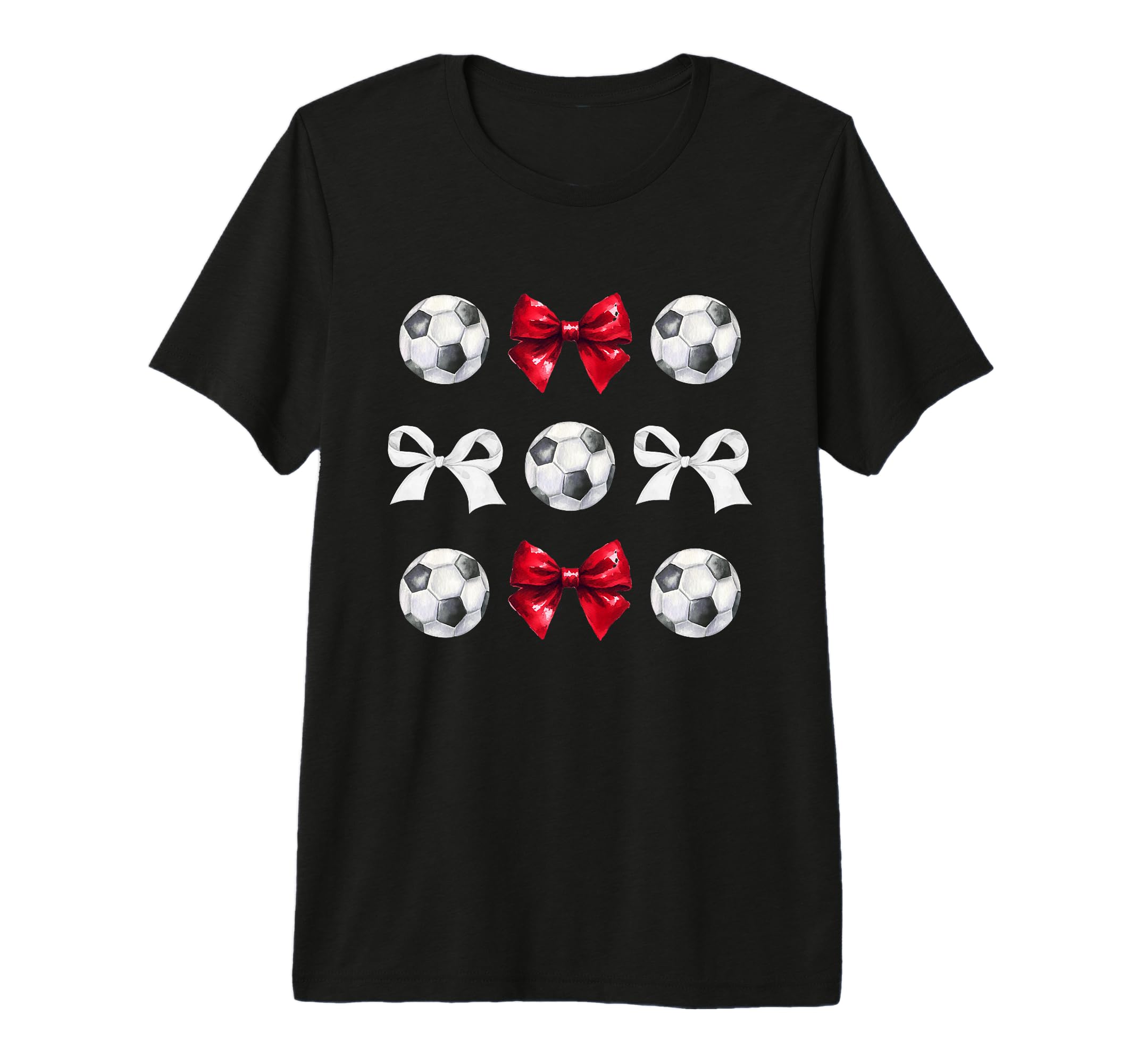 Soccer Balls Bows Womens Soccer Player T-Shirt - Aesthetic Graphic Unisex