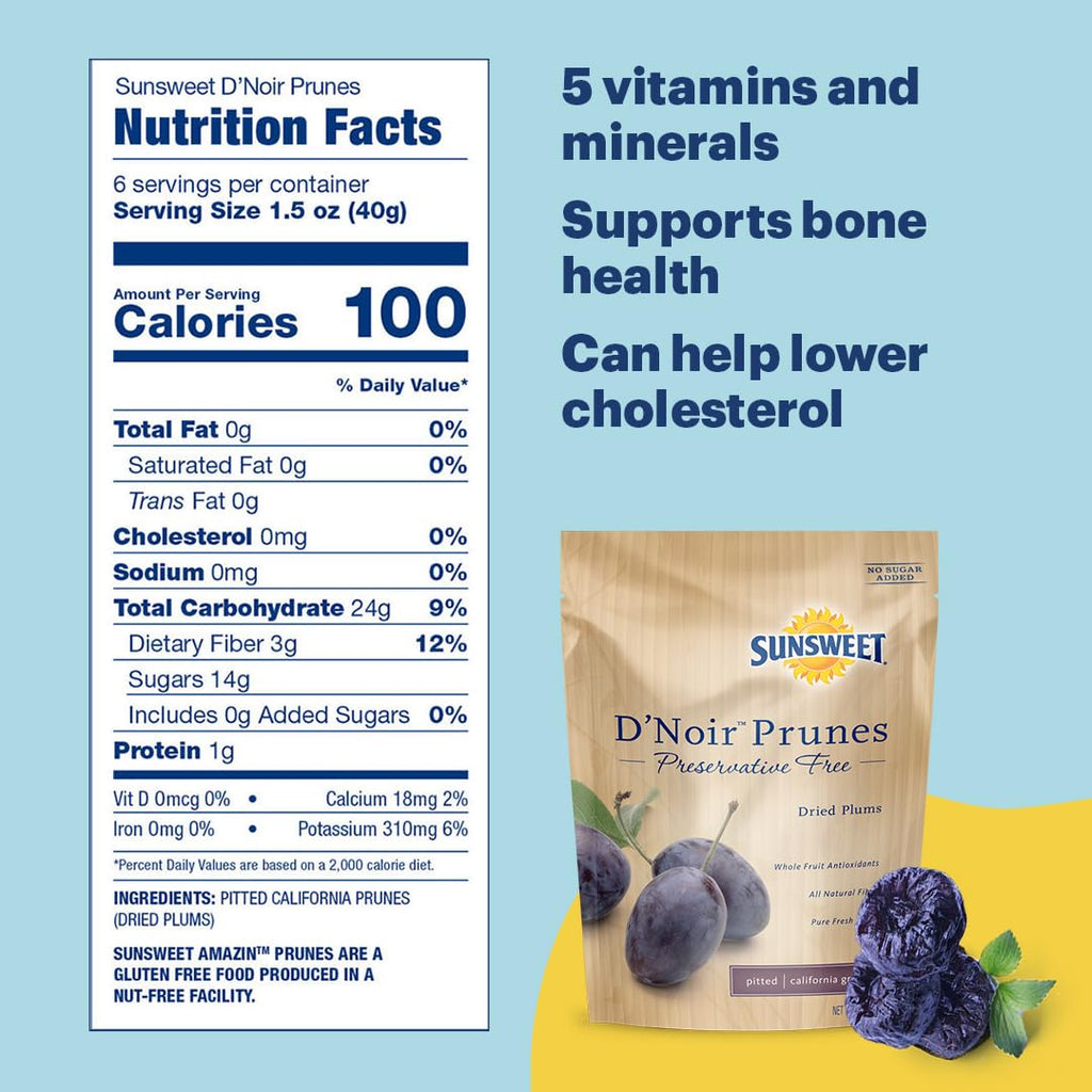 Sunsweet Naturals Organic D'Noir Prunes, Case of 12, 7 Oz. Each
