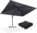 PURPLE LEAF 9' X 12' Patio Umbrella with Base Outdoor Rectangle Umbrella Large Cantilever Umbrella Heavy Duty Outdoor Market Umbrella for Garden Deck Backyard Pool Grey