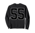 Black Sports Team Number 55 Fan Sweatshirt - Minimalist Print for Adults