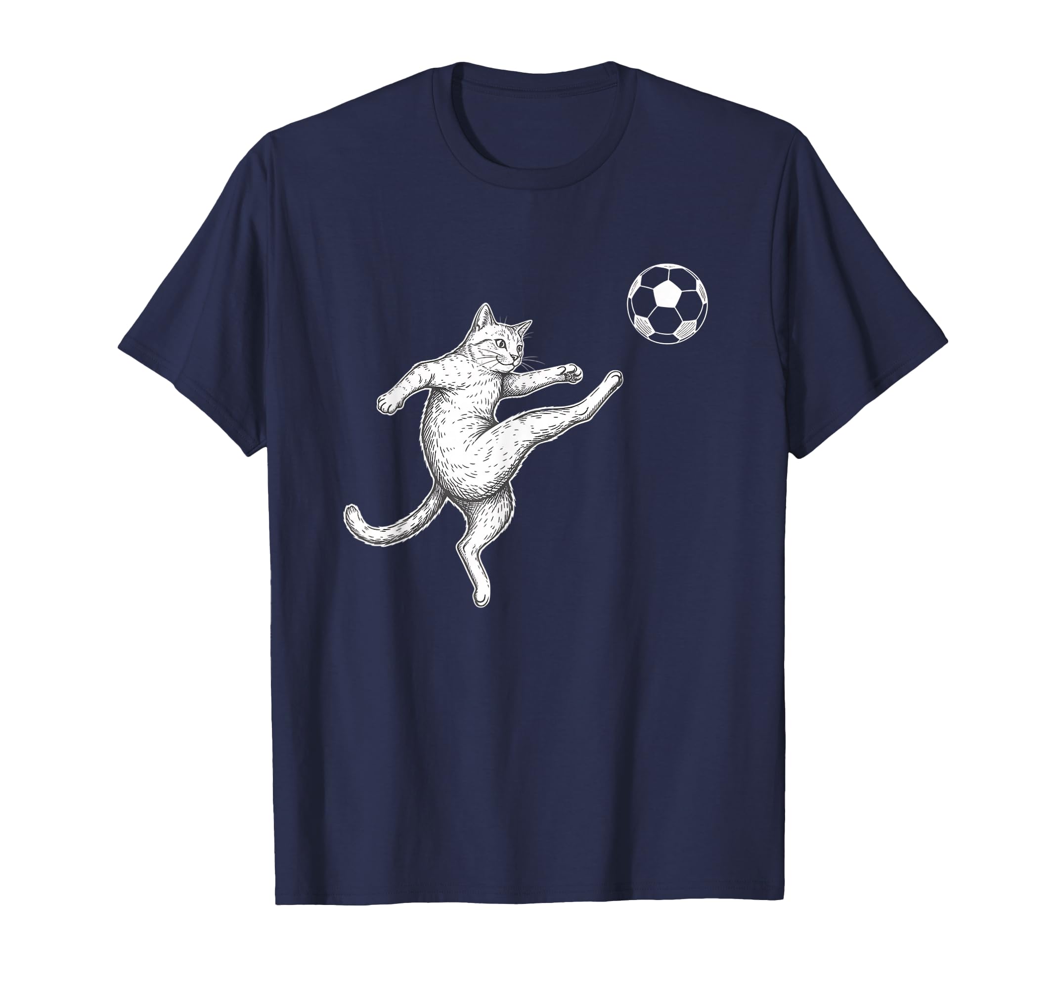 Soccer Cat Kick Cat Lover Soccer Art T-Shirt - Minimalist Print Unisex