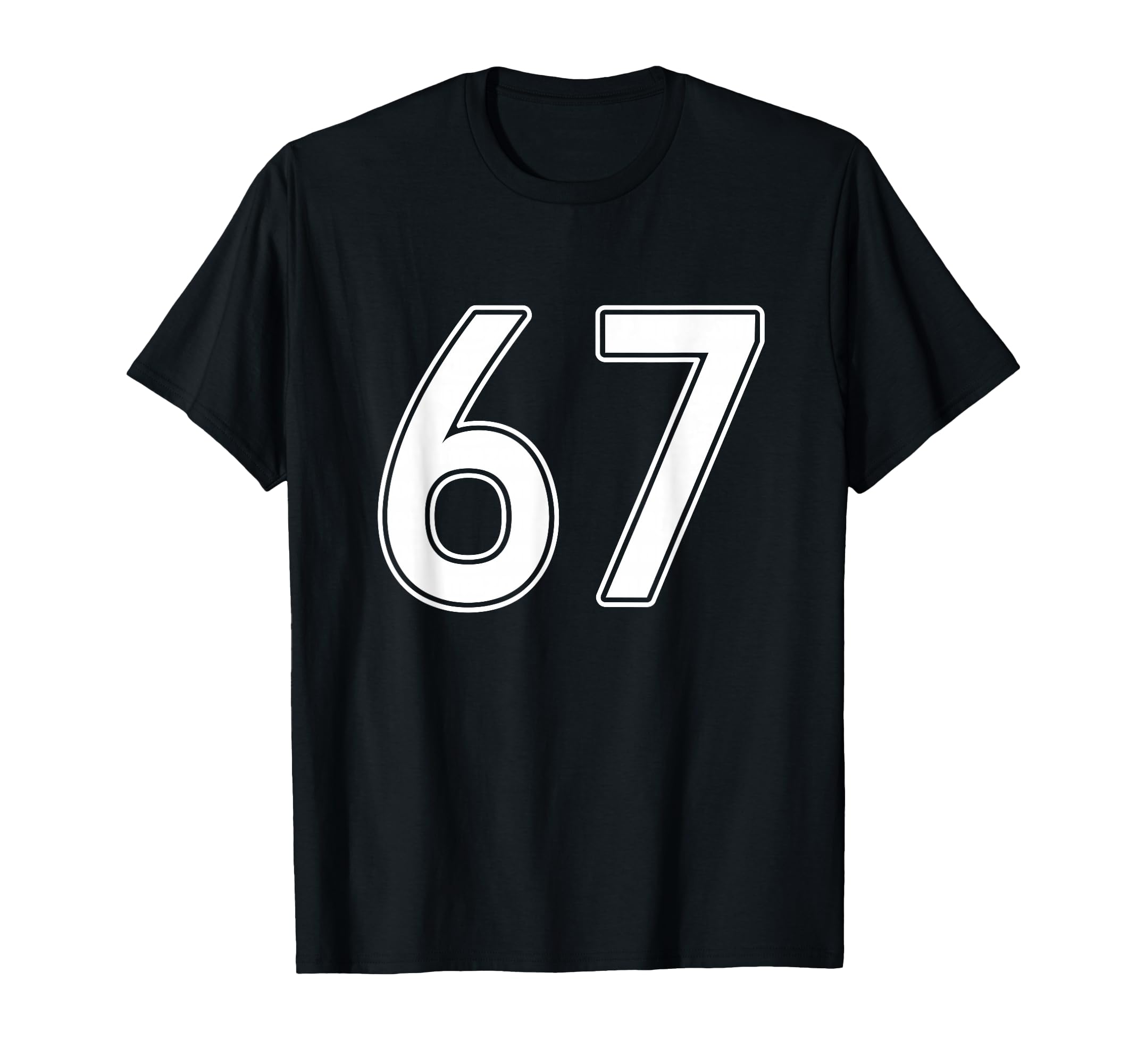 Number 67 White Sports Team T-Shirt - Casual Everyday Wear Men Women