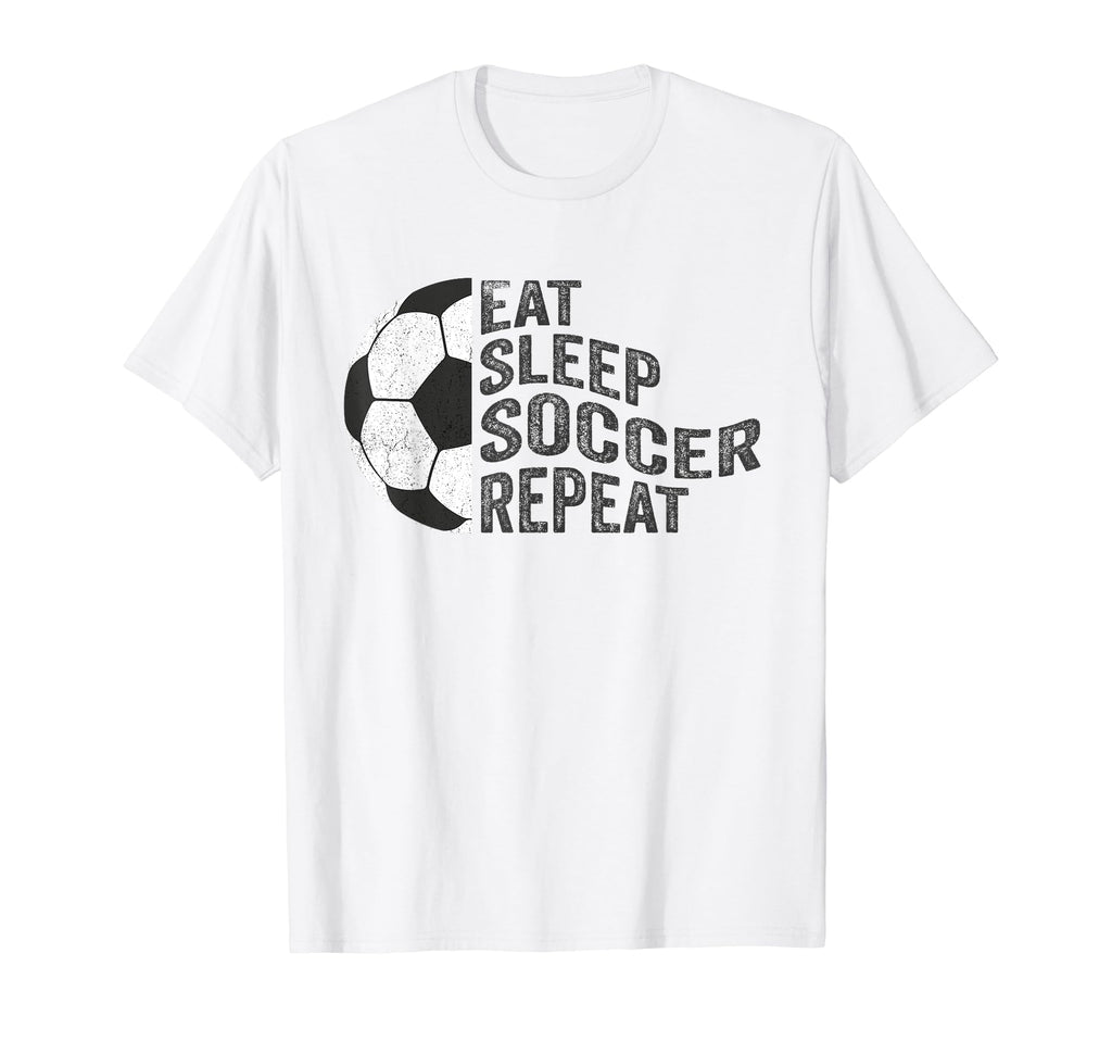 Eat Sleep Soccer Repeat Adults T-Shirt - Novelty Apparel for Adults