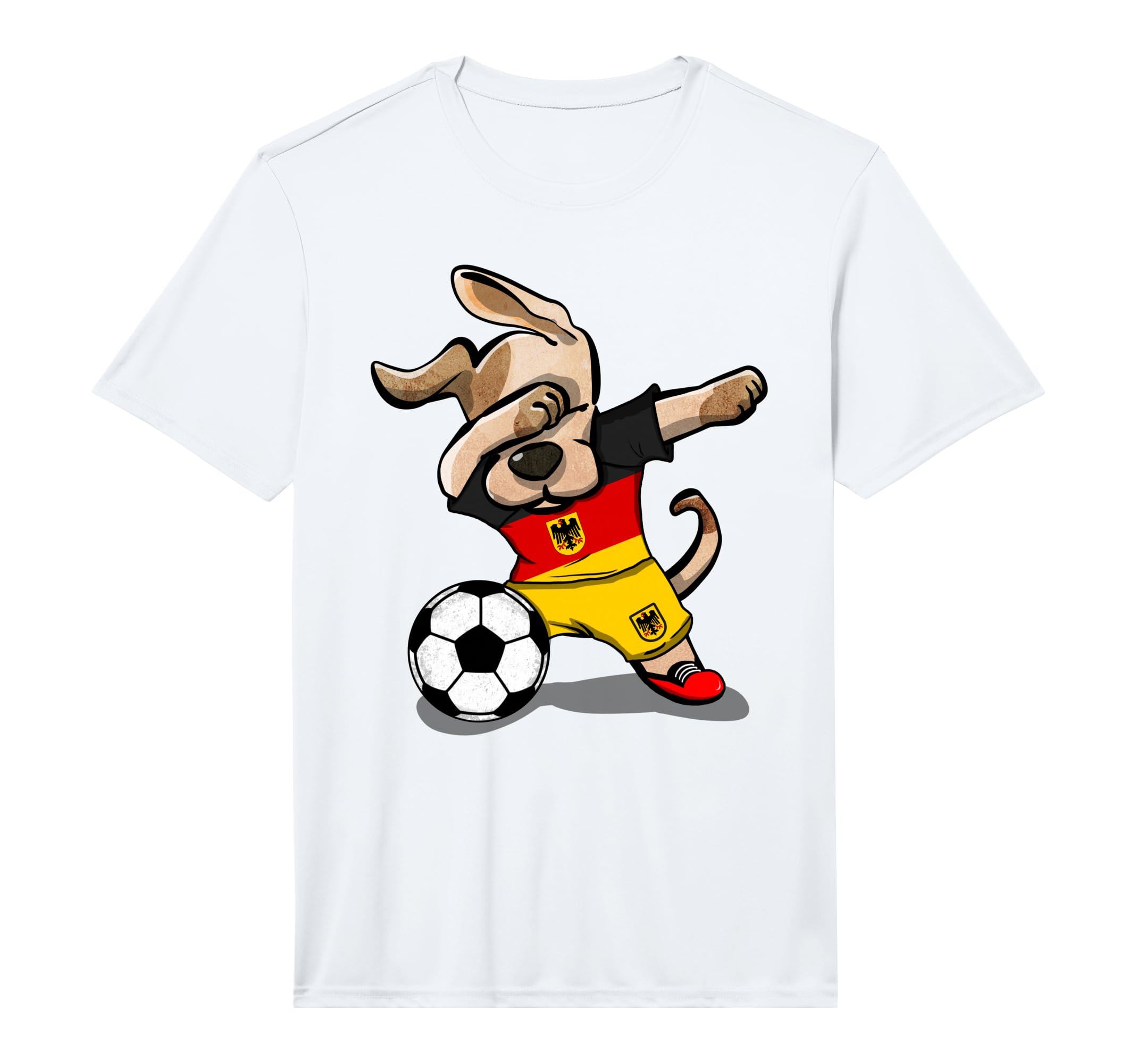 Dabbing Dog Germany Soccer Fans T-Shirt - Casual Everyday Wear for Adults