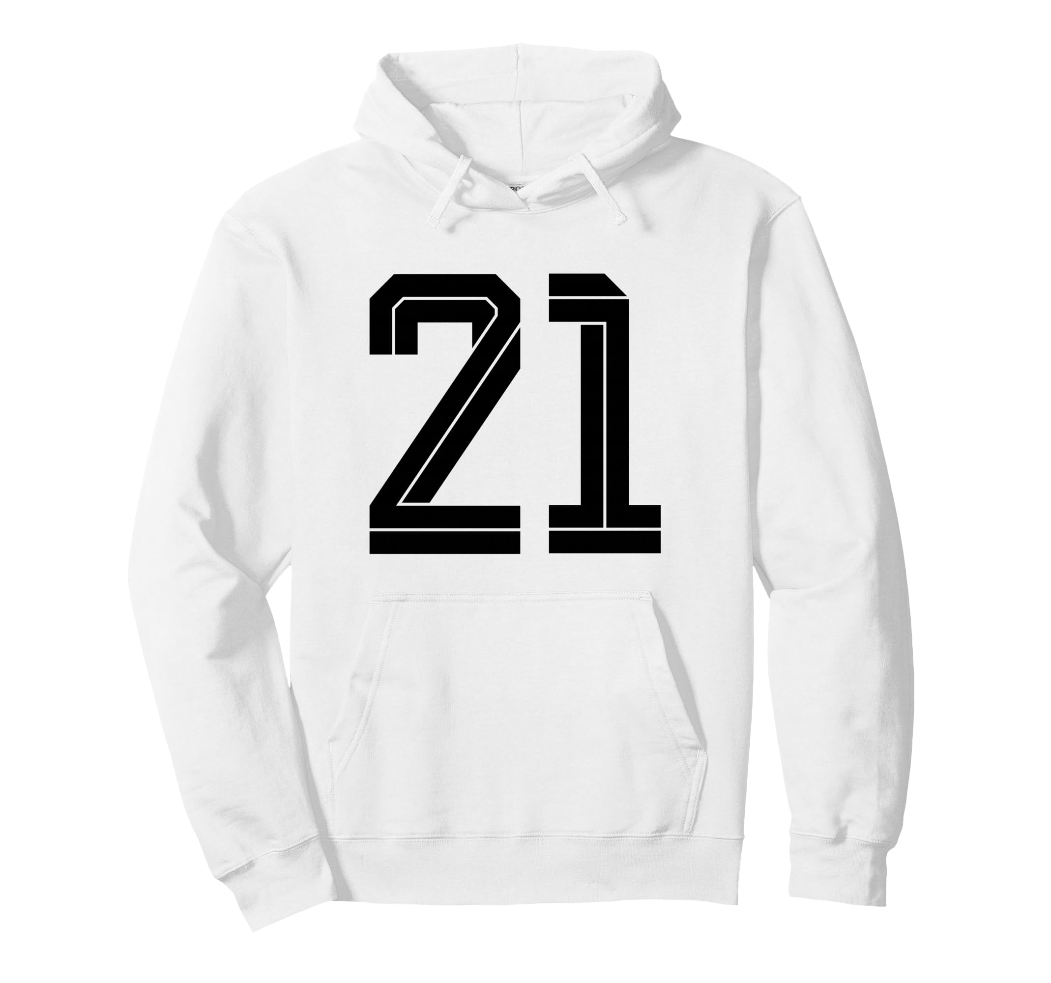 21 White Number 21 Sports Fan Soccer Hoodie - Unique Graphic Unisex