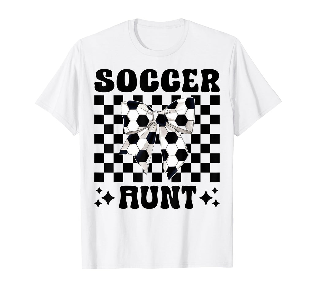 Soccer Aunt Soccer Auntie Coquette Bow T-Shirt - Unique Graphic for Adults