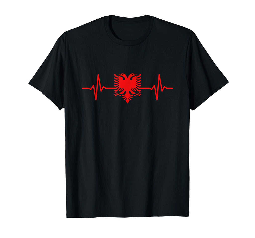 Albania Heartbeat Albanian Eagle T-Shirt - Casual Everyday Wear Unisex