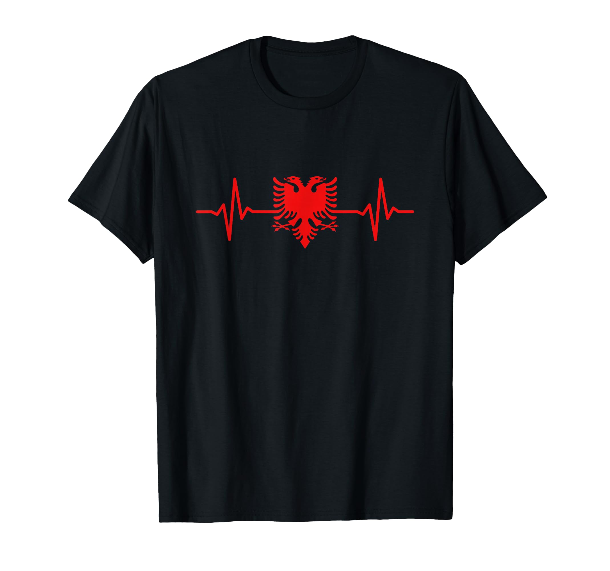 Albania Heartbeat Albanian Eagle T-Shirt - Casual Everyday Wear Unisex