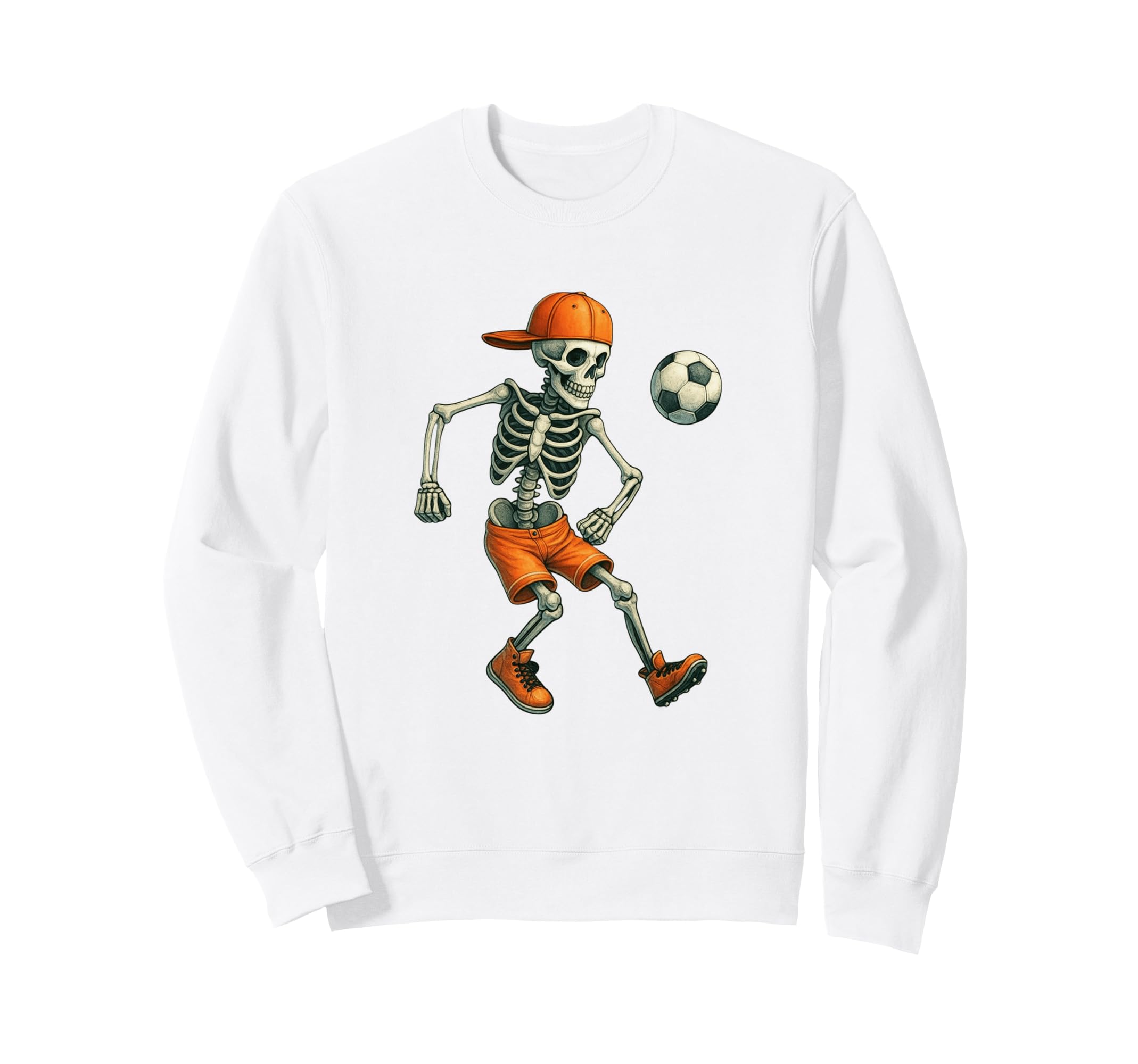 Halloween Skeleton Soccer Ball Sweatshirt - Fun Novelty Design Men Women