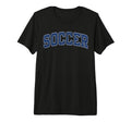 Soccer Varsity Blue Text Tri Blend T-Shirt - Minimalist Print Men Women