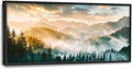 Mountain Large Wall Art Foggy Forest Landscape Pictures Sunrise Wall Decor Nature Scenery Canvas Print Painting Artwork for Bathroom Living Room Bedroom 60L" x 30W"