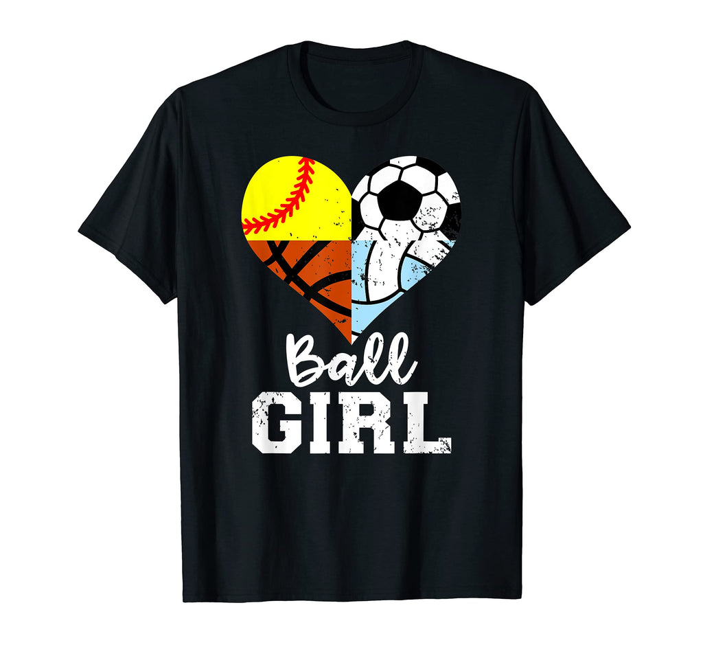 Ball Heart Soccer Softball T-Shirt - Casual Everyday Wear Men Women