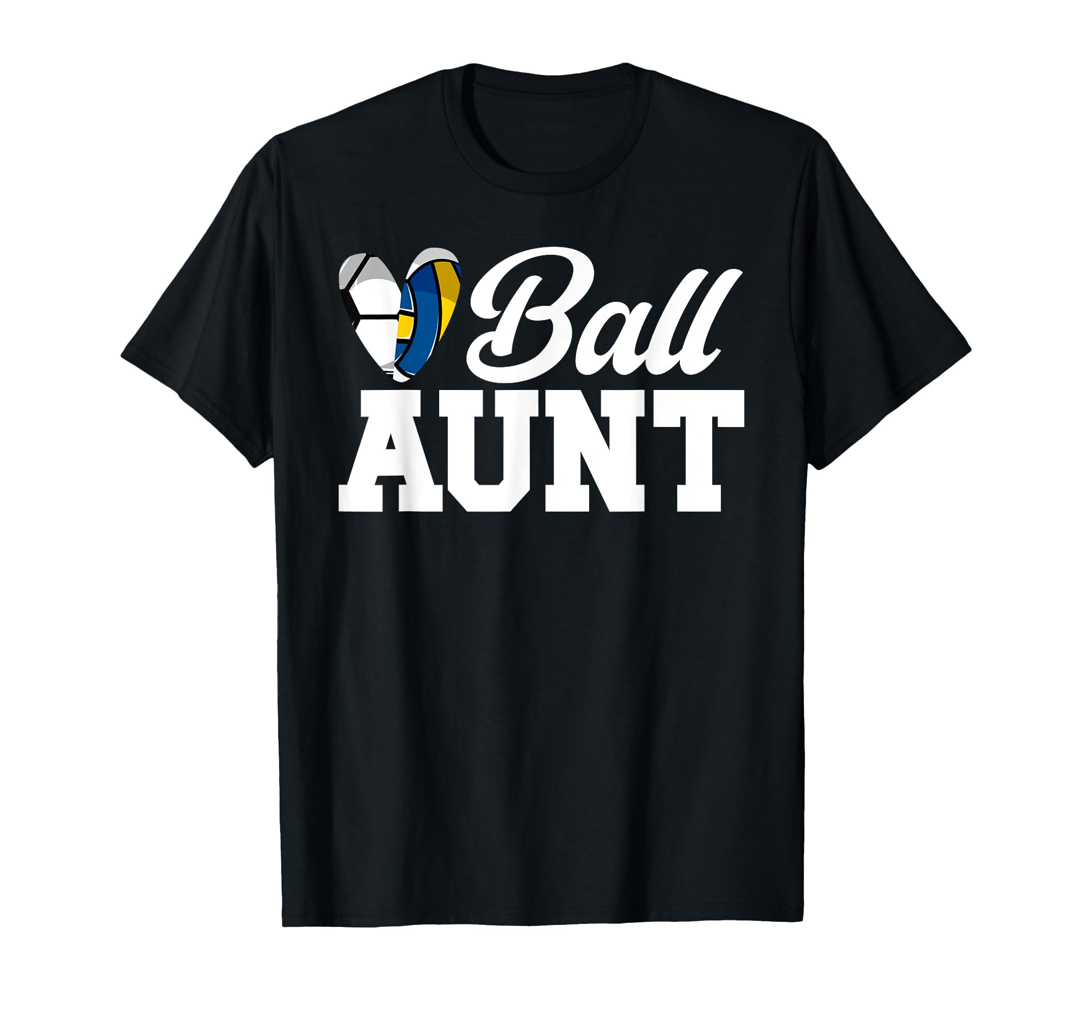 Ball Aunt Heart Volleyball Soccer Aunt T-Shirt - Trendy Graphic for Adults