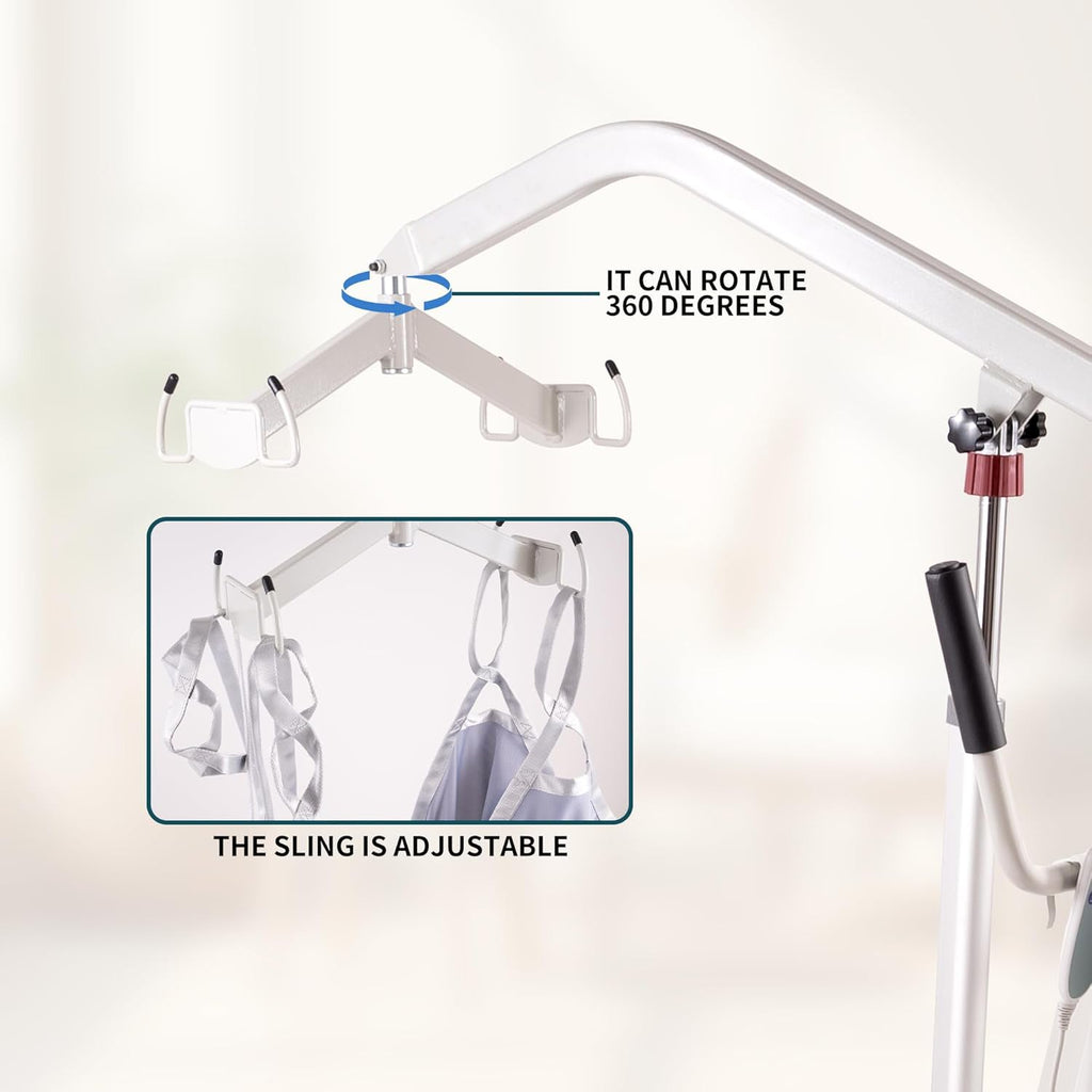 Electric Foldable Patient Lift, Full Body Foldable Patient Transfer Lift for Home Use, 400lb Weight Capacity with U-Sling, Foldable Hydraulic