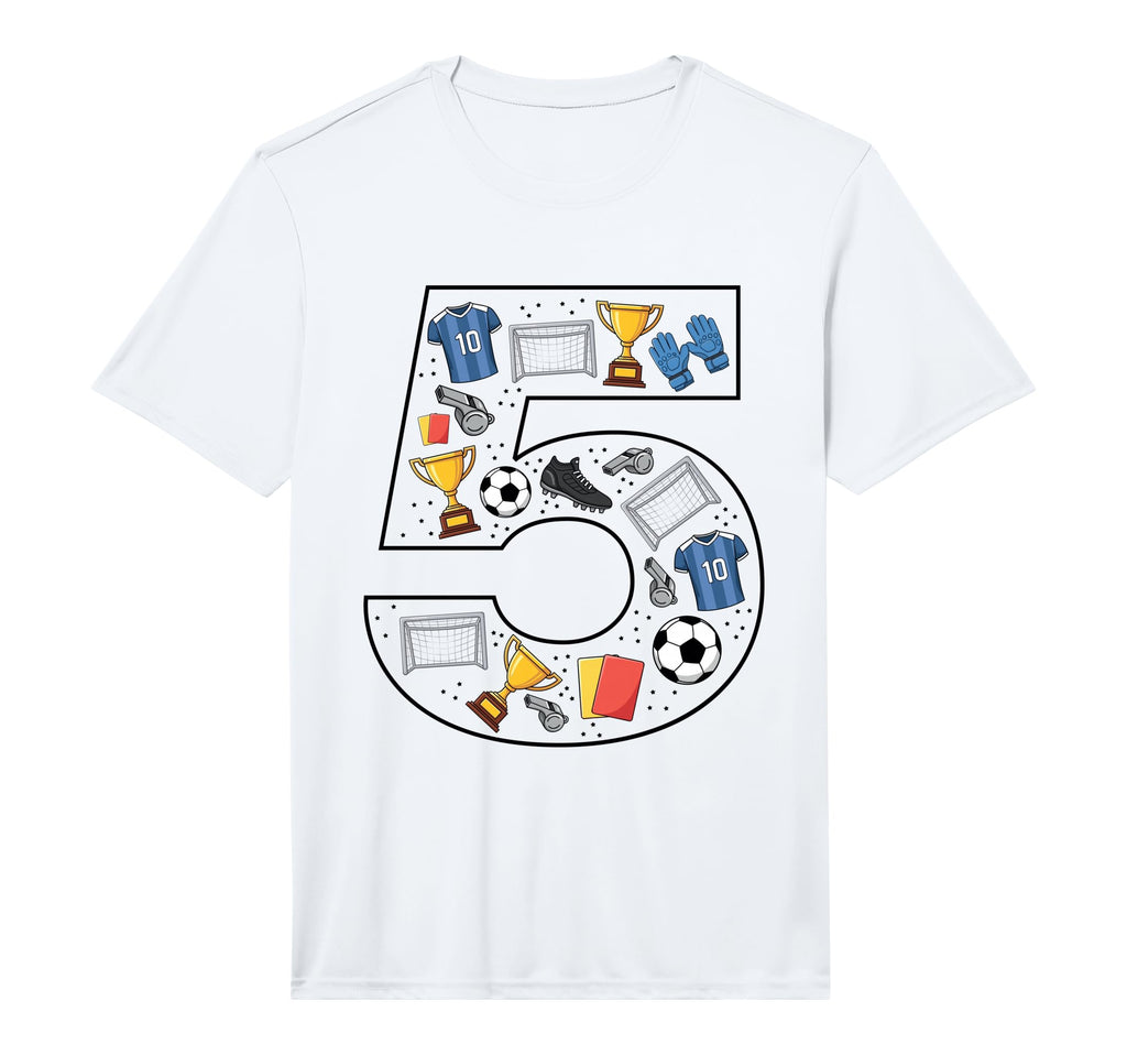 Mens 5Th Birthday 5 Year Old Football T-Shirt - Custom Art Print Men Women