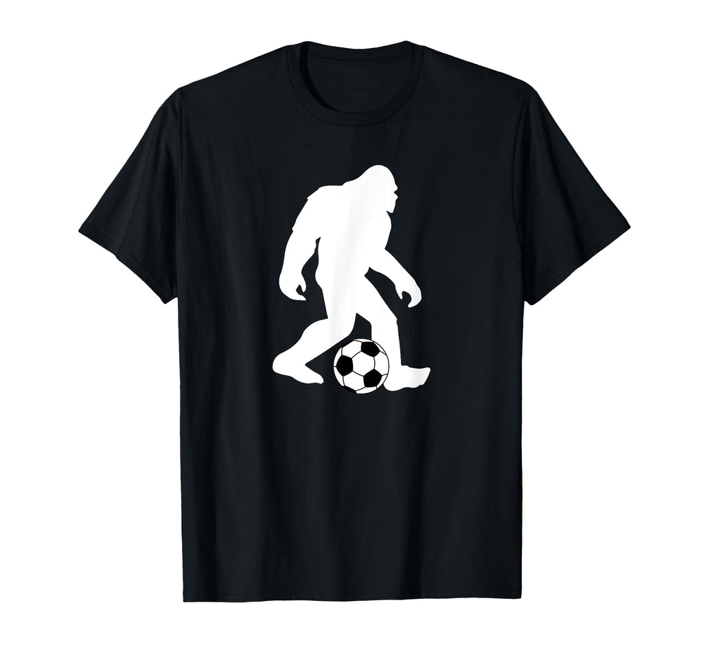 Bigfoot Playing Soccer Funny T-Shirt - Fun Novelty Design for Adults