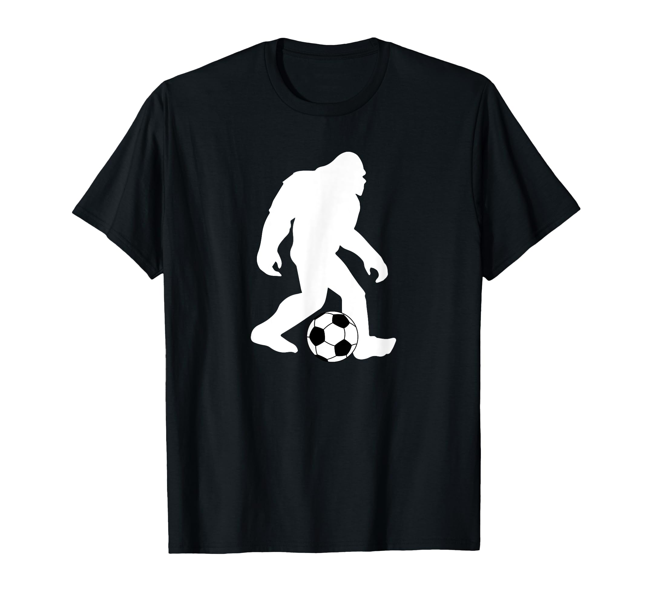 Bigfoot Playing Soccer Funny T-Shirt - Fun Novelty Design for Adults
