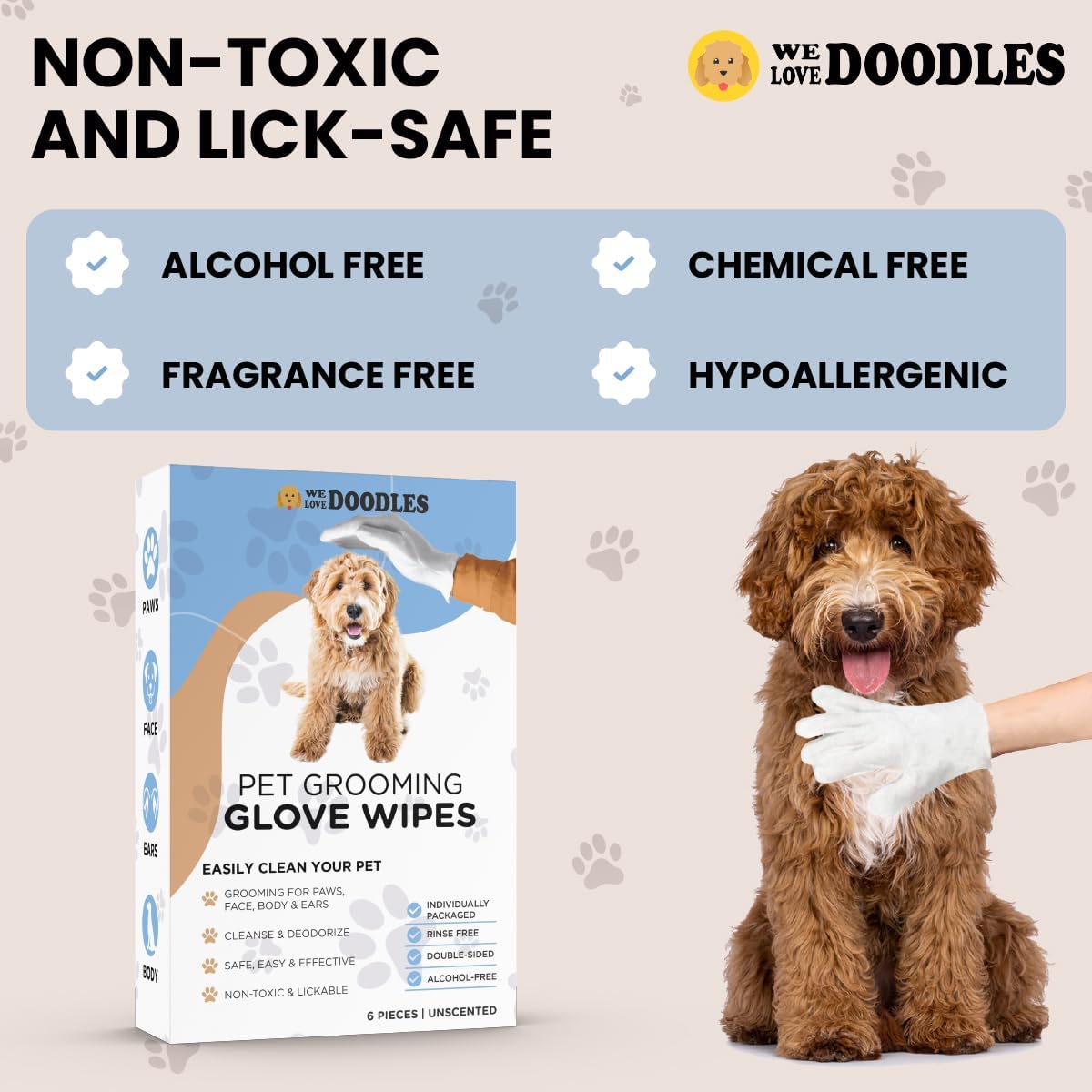 Pet Grooming Glove Wipes (6 Pack)