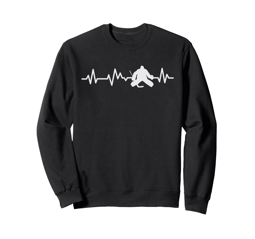 Ice Hockey Goalie Heartbeat Sweatshirt - Fun Novelty Design for Adults