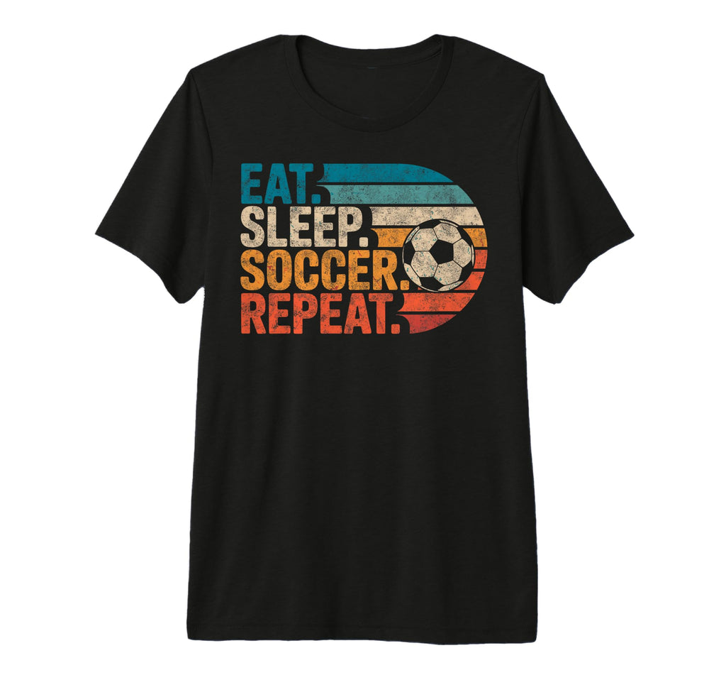 Eat Sleep Soccer Repet Goalie T-Shirt - Fun Novelty Design for Adults