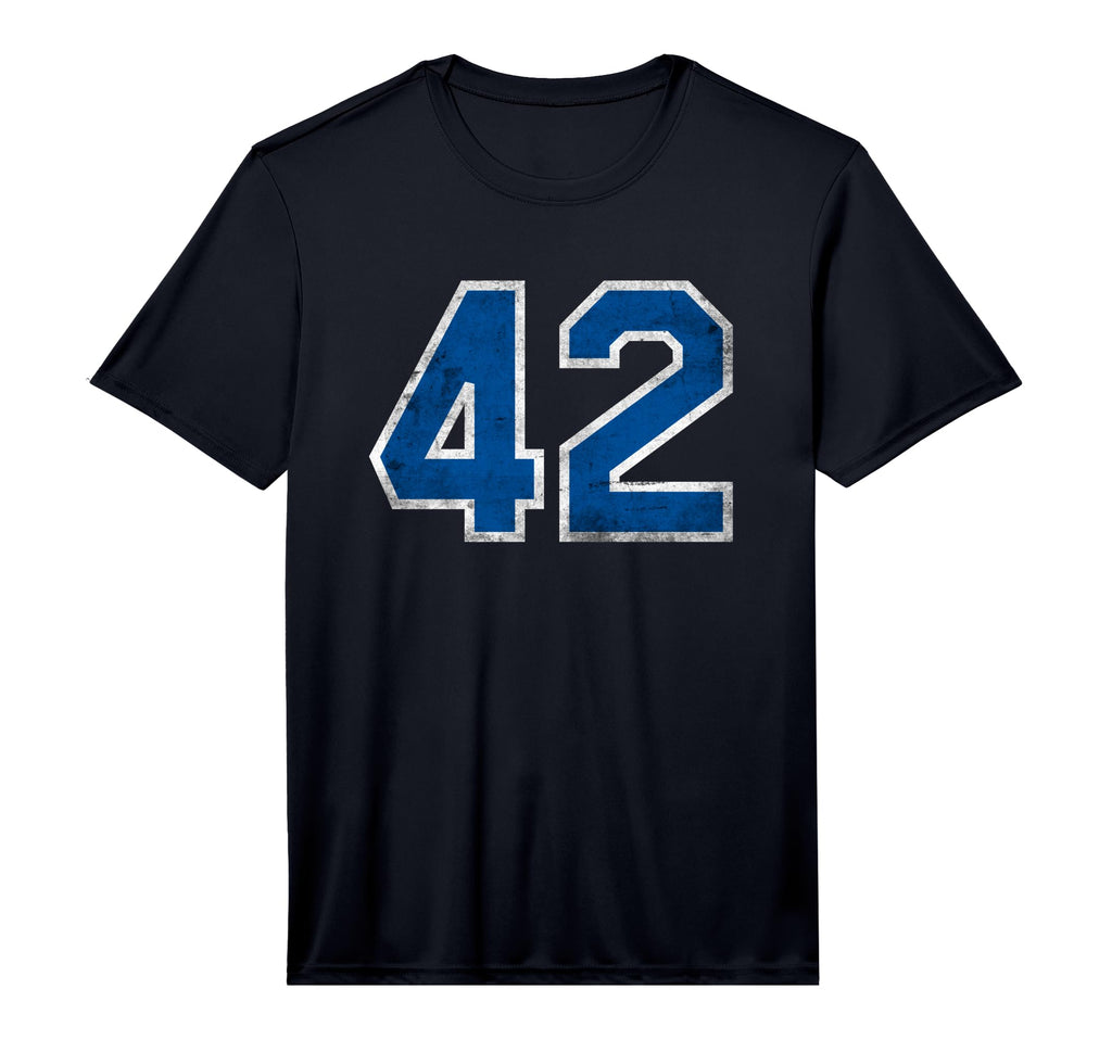 Number 42 Distressed Varsity Blue T-Shirt - Aesthetic Graphic Unisex